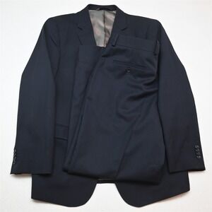 Pronto Moda 40R 36x32 Navy Blue Check 100% Merino Wool Mens Jacket Pants Suit